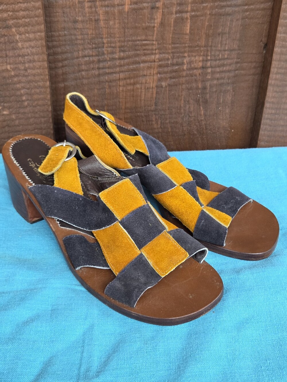1960 1970s Mod Suede Leather Shoes Vintage Sandals Made In BRAZIL